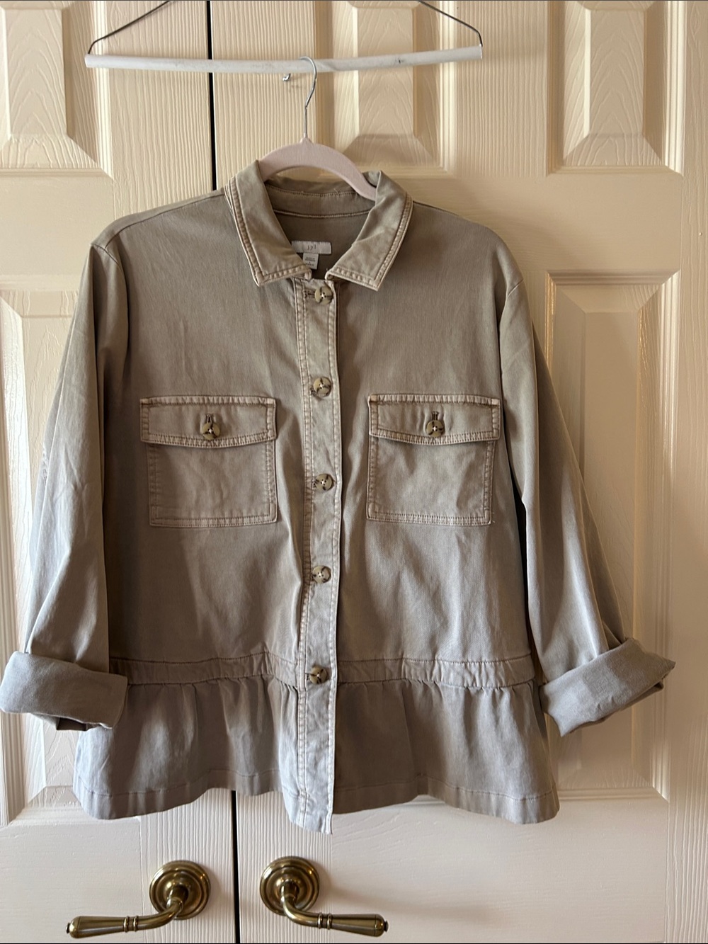 J.Jill Women’s khaki Jacket with Peplum Hem